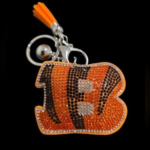 Cincinatti Bengals Bag Charm Rhinestone Keychain